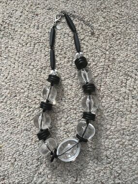 Chico's Black and Clear Beaded Statement Necklace
